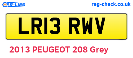 LR13RWV are the vehicle registration plates.