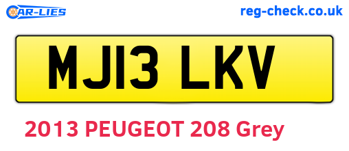 MJ13LKV are the vehicle registration plates.