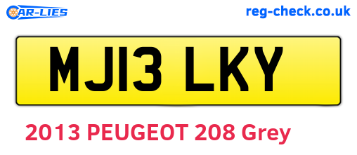 MJ13LKY are the vehicle registration plates.
