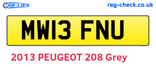 MW13FNU are the vehicle registration plates.