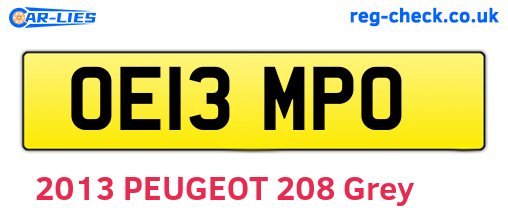 OE13MPO are the vehicle registration plates.