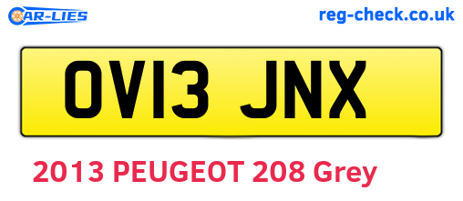 OV13JNX are the vehicle registration plates.