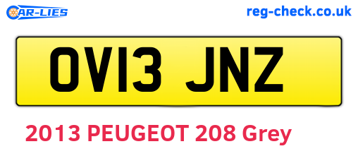 OV13JNZ are the vehicle registration plates.