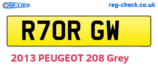 R70RGW are the vehicle registration plates.