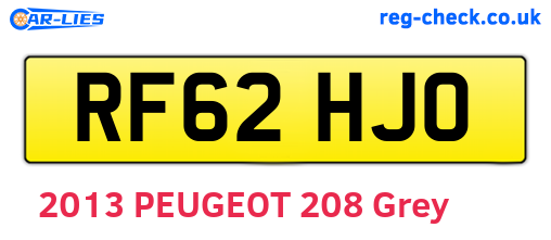 RF62HJO are the vehicle registration plates.