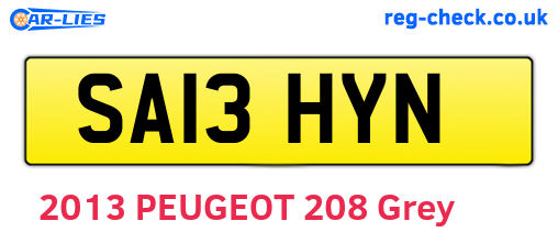 SA13HYN are the vehicle registration plates.