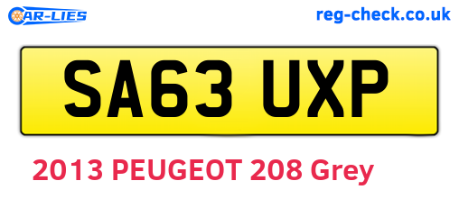 SA63UXP are the vehicle registration plates.