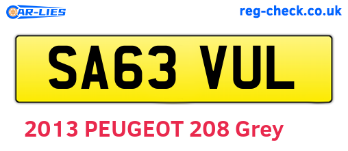 SA63VUL are the vehicle registration plates.