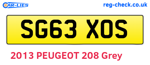 SG63XOS are the vehicle registration plates.