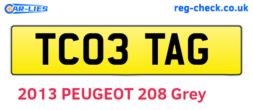 TC03TAG are the vehicle registration plates.