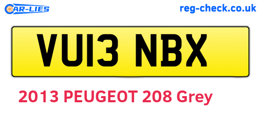 VU13NBX are the vehicle registration plates.