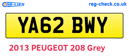 YA62BWY are the vehicle registration plates.