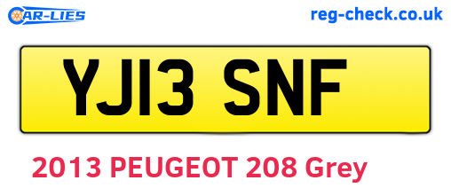 YJ13SNF are the vehicle registration plates.