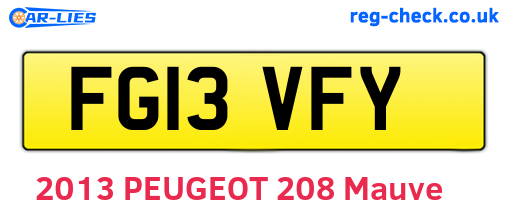 FG13VFY are the vehicle registration plates.