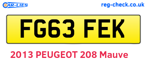 FG63FEK are the vehicle registration plates.