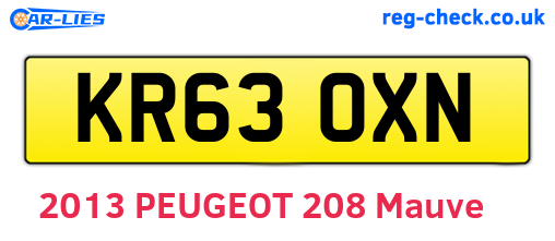 KR63OXN are the vehicle registration plates.