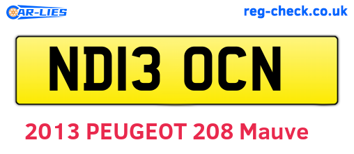 ND13OCN are the vehicle registration plates.