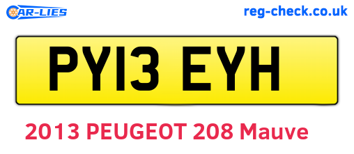 PY13EYH are the vehicle registration plates.