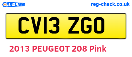 CV13ZGO are the vehicle registration plates.
