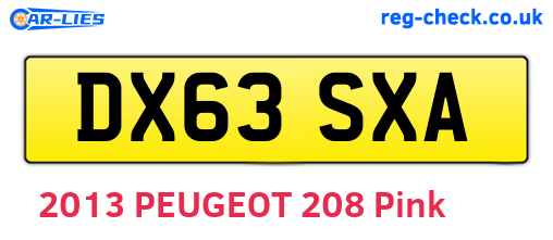 DX63SXA are the vehicle registration plates.