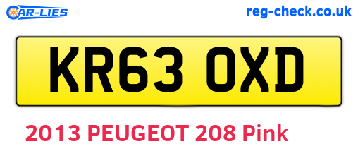 KR63OXD are the vehicle registration plates.
