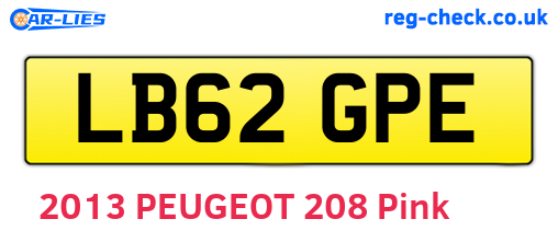 LB62GPE are the vehicle registration plates.