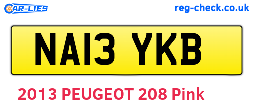 NA13YKB are the vehicle registration plates.