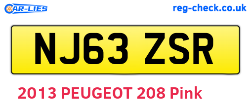 NJ63ZSR are the vehicle registration plates.