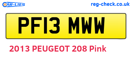 PF13MWW are the vehicle registration plates.