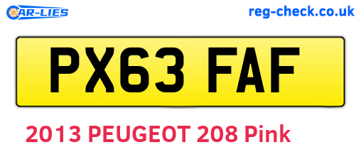 PX63FAF are the vehicle registration plates.