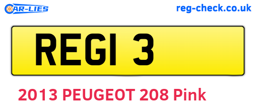 REG13 are the vehicle registration plates.