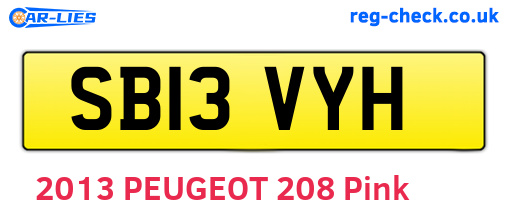 SB13VYH are the vehicle registration plates.