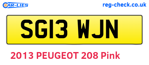 SG13WJN are the vehicle registration plates.