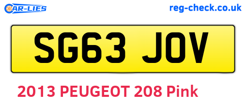 SG63JOV are the vehicle registration plates.