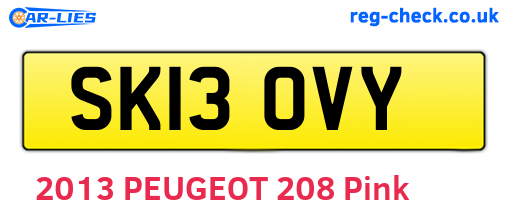 SK13OVY are the vehicle registration plates.
