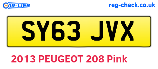 SY63JVX are the vehicle registration plates.