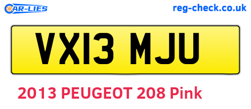 VX13MJU are the vehicle registration plates.