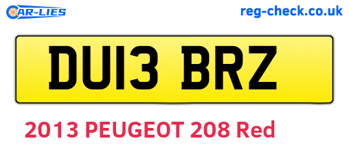 DU13BRZ are the vehicle registration plates.