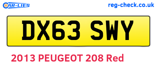 DX63SWY are the vehicle registration plates.
