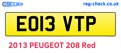 EO13VTP are the vehicle registration plates.