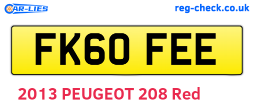 FK60FEE are the vehicle registration plates.