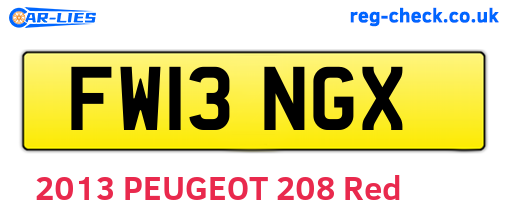 FW13NGX are the vehicle registration plates.