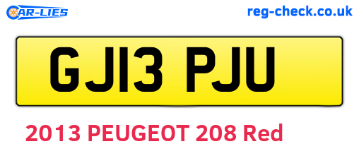 GJ13PJU are the vehicle registration plates.
