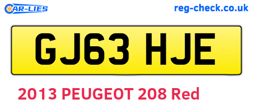 GJ63HJE are the vehicle registration plates.