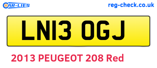 LN13OGJ are the vehicle registration plates.