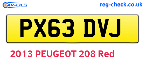 PX63DVJ are the vehicle registration plates.