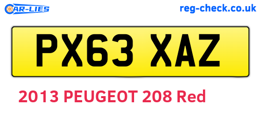 PX63XAZ are the vehicle registration plates.