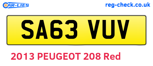 SA63VUV are the vehicle registration plates.