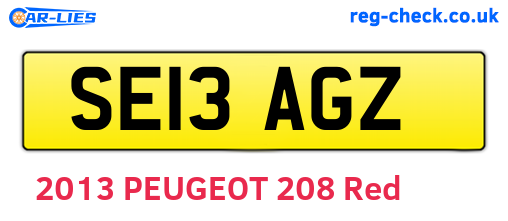 SE13AGZ are the vehicle registration plates.