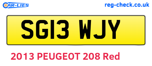 SG13WJY are the vehicle registration plates.